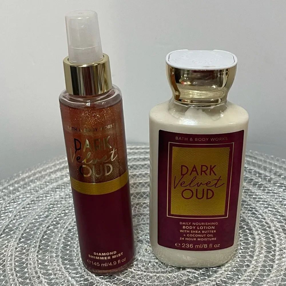 BBW Dark Velvet Oud Diamond Shimmer Mist and Body Lotion Set of 2 NWT
